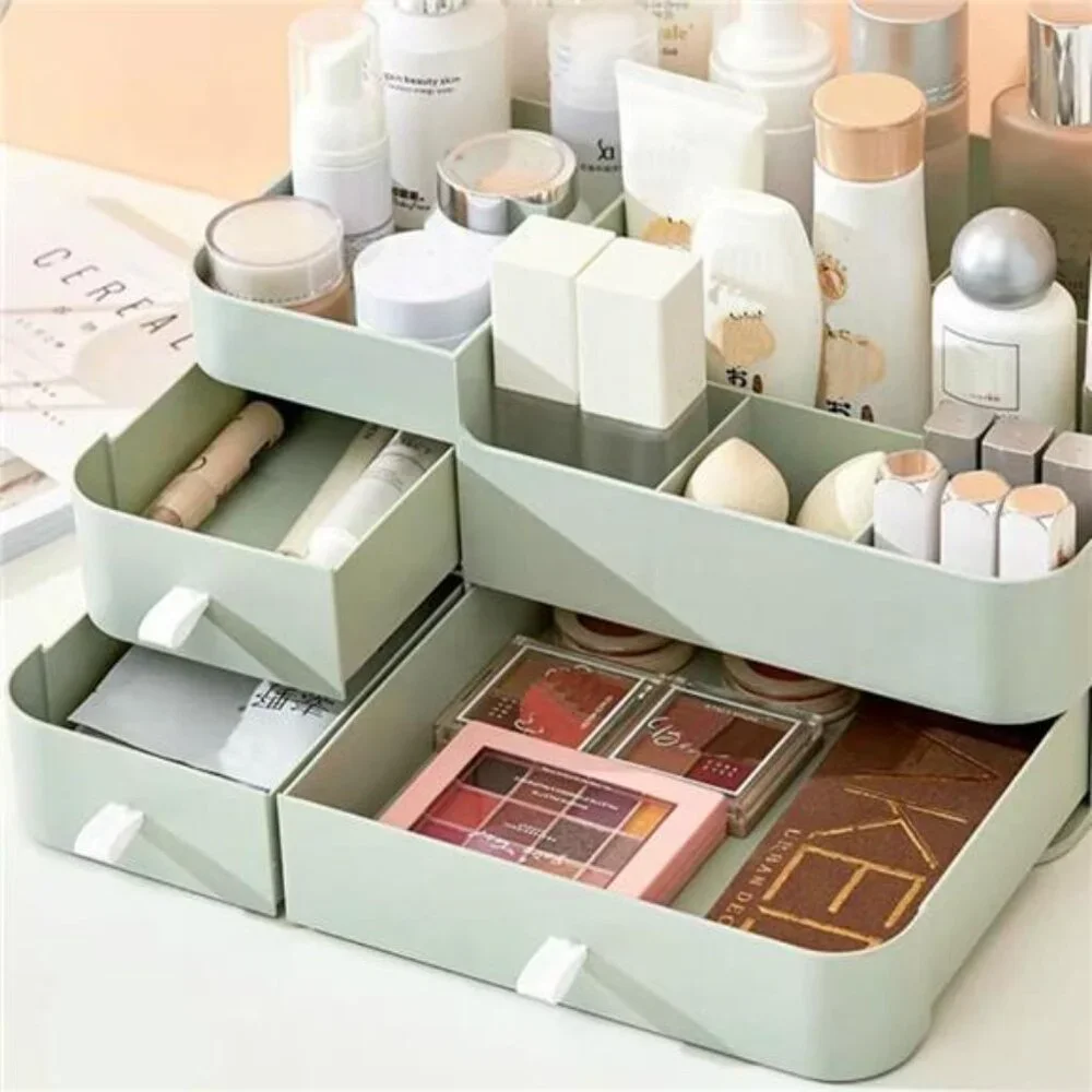 Makeup Organizer for Vanity, Large Capacity Desk Organizer with Drawers